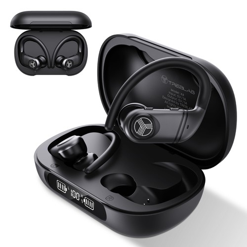 TREBLAB X4 Wireless Earbuds with Earhooks, 253H Battery, ENC Mic, BT 5.4, IPX5