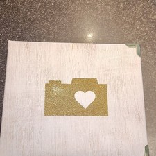 Ring Binder Slip-In Photo Album 4-Pocket Clear Pages White/Gold Love Plastic
