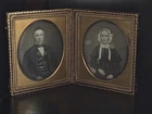 Antique Sixth Plate Double Daguerreotype Portraits in Floral Union Case, c.1850