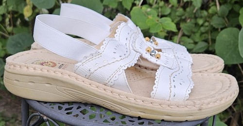 Earth Spirit Comfort Gelron Leather Sandals Beaded Shoes Back Straps Womens 9 - Picture 9 of 9