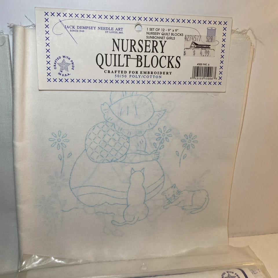 Quilt Blocks (Lot of 4) - Jack Dempsey Nursery Rhymes, Hearts, Life Is Fragile.. - Image 3 of 4
