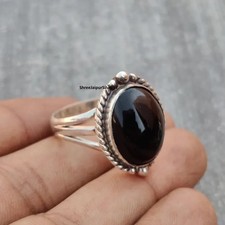 Handmade Black Onyx Sterling Silver Statement Ring - Boho Gemstone All Size