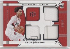 2021-22 Panini National Treasures Rookie Triple Materials 85/99 Keon Johnson s3g