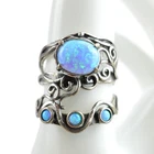 Vtg Didae Shablool Israel 925 Sterling Silver Blue Fire Opal Statement Ring 7.5