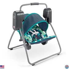 Fisher-Price On-the-Go Swing - Pixel Forest Baby Seat, Compact & Travel-Friendly