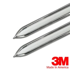 Vintage Style 5/8" White & Chrome Side Body  Molding Pointed Ends  25-530-02