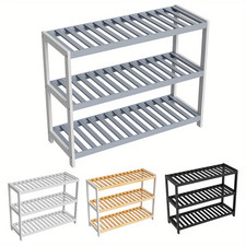 Neo 3-Tier Bamboo Shoe Rack Stand Natural Wooden Shoe Storage Shelf for Hallway