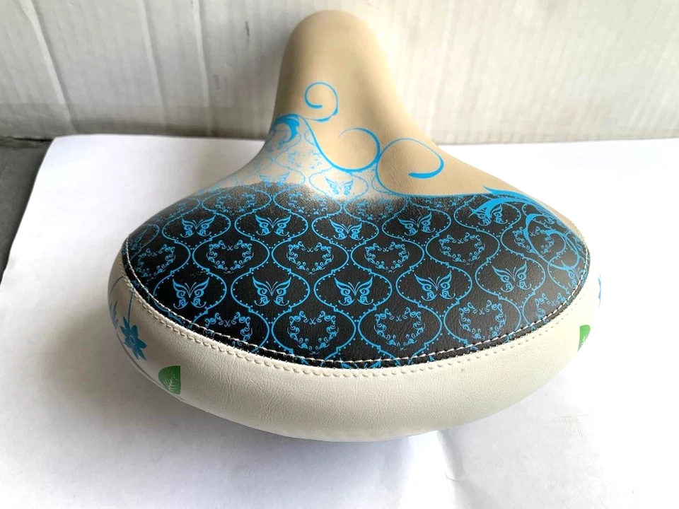 Asiento de bicicleta personalizado Tri-Tone Cruiser City Triciclo Bicicleta CREMA/NEGRO/AZUL Foto 4 de 4