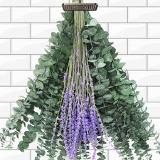 230 Pcs Dried Eucalyptus Stems with Lavender Flowers Bundle for Shower 17'' N...