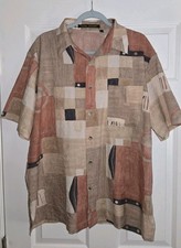 Vtg. Alan Stuart Shirt LARGE Abstract Retro Art Print 90s Geometric Button S/S