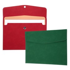 2pcs PU leather folders, document holder A4 33x23 cm, for red/green