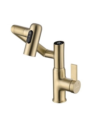  Rotatable Bathroom Faucet with Temperature Display in Fahrenheit (Batteries 