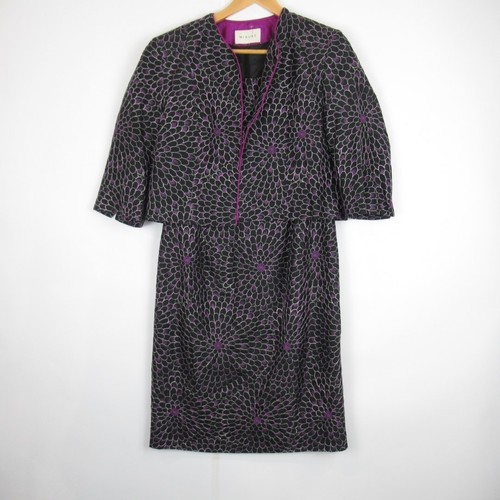 Minuet Dress Jacket UK 14 Occasion Outfit Silk Embroidery Black Purple