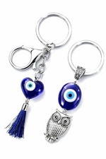  Pack of 2 Evil Eye Keychain Key Ring for Women Men Car home Good Luck