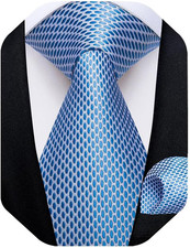 Mens Solid Color Tie and Pocket Square Set Woven Silk Plain Necktie Handkerchi