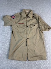 Vintage Boy Scouts Of America Shirt Boys 16 Khaki Uniform Short Sleeve 80s