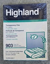 Highland 903 Transparency Film 100 Sheets 8.5x11 Copier Clear Sealed NOS Italy