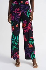 Joseph Ribkoff Tropical Print Wide Leg Pants Black/multi