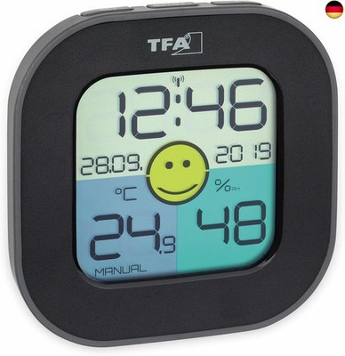 Digitales Thermo-Hygrometer FUN, inkl Funkuhr mit Datum, Smiley Komfortzonenindi