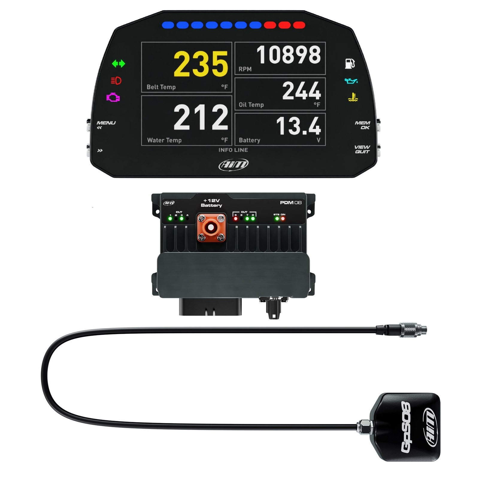 AIM Advanced PDM08 / Data Logger Kit Inc 5'' Display (Street Icons) - 1.3m GPS - Image 2