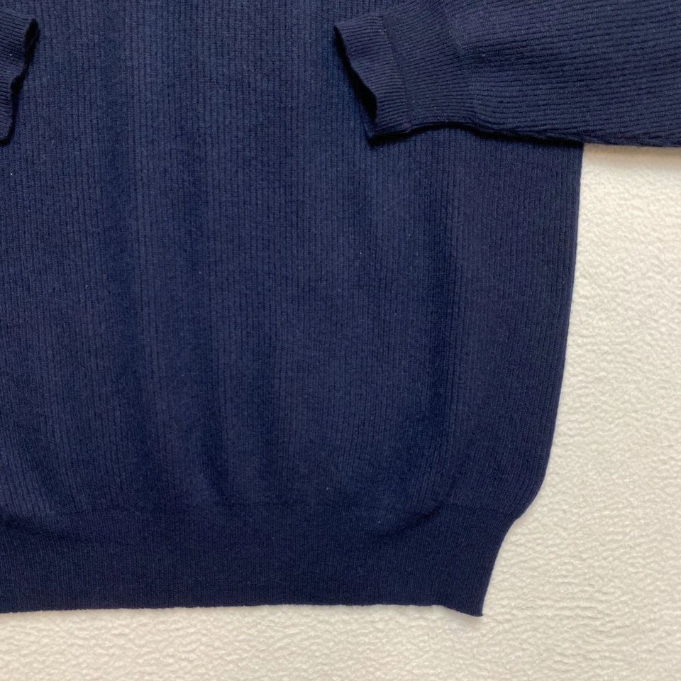 Paul Frederick Sweater Mens Small Navy 2ply Cashmere Ribbed Crewneck Pullover - Image 3 of 4