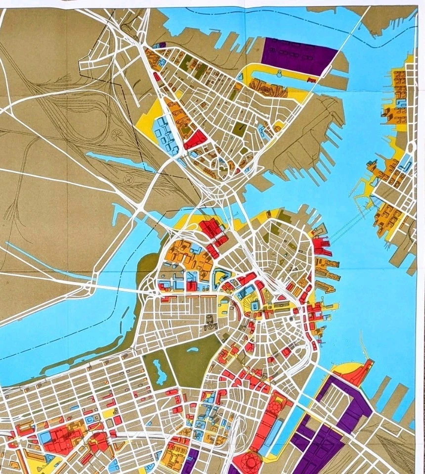 1965 BOSTON MASSACHUSETTS Map CHARLESTOWN - NORTH END - BACK BAY (40x32) - Image 2 of 4