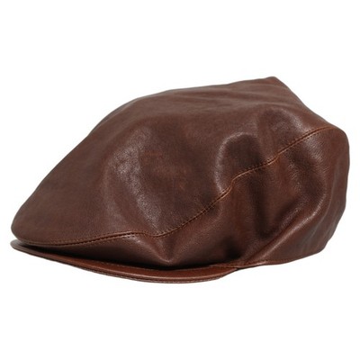 DOLCE & GABBANA Hat Men Brown Lamb Leather Newsboy Cloth Capello 60 / XL 430usd