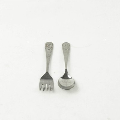 Stainless Steel Baby Fork & Spoon Set Bear Handles Toddler Utensils