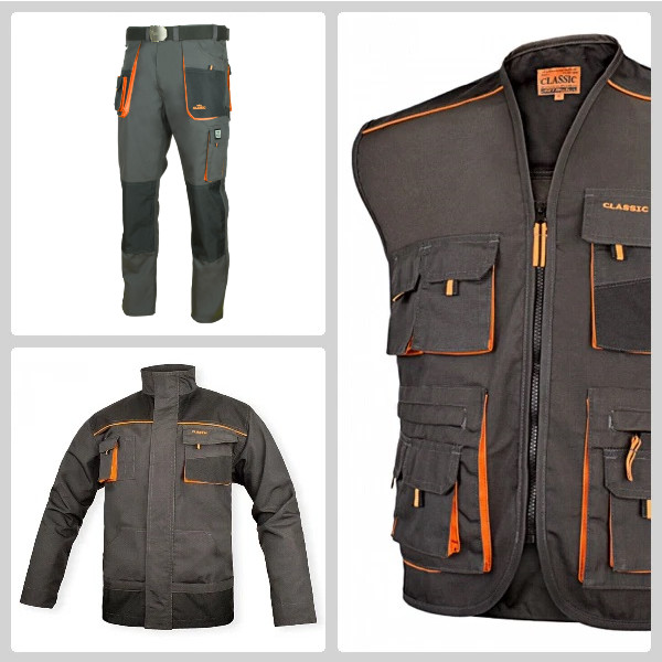 Strong Work Clothes: Jacket, Vest, Trousers + Knee Pads, Overalls