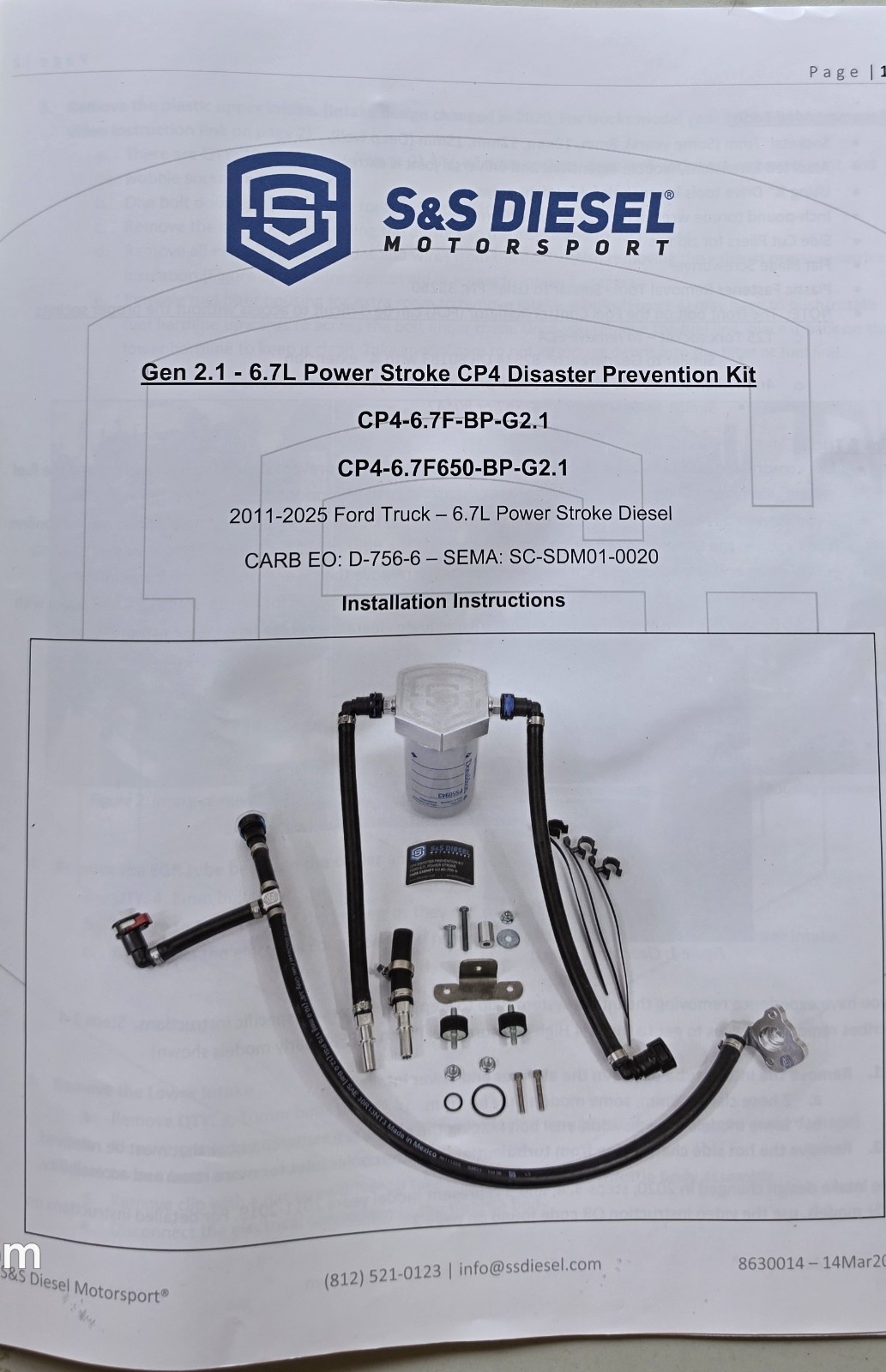 S&S Gen2.1 CP4.2 재난 방지 바이패스 키트 (2011년 이후 포드 6.7L 파워스트로크용) 2