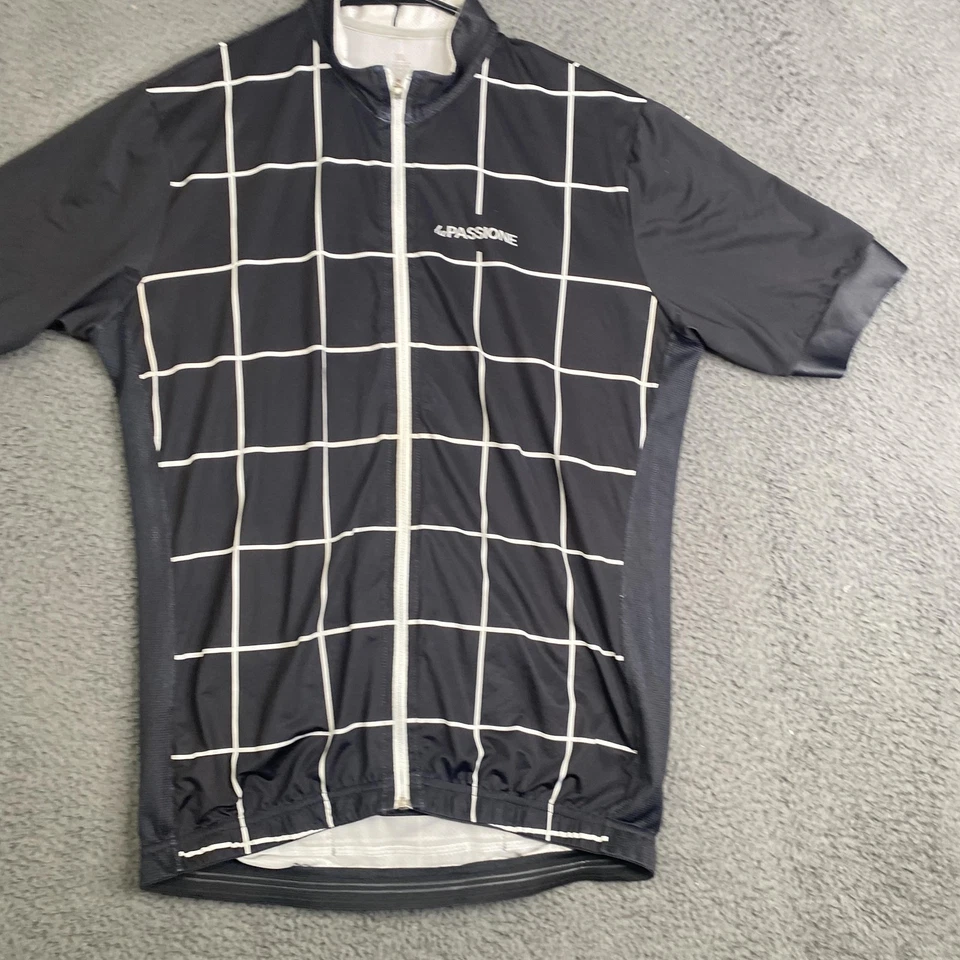 Camiseta deportiva de ciclismo La Passione para hombre XL negra blanca rejilla cremallera completa manga corta carretera Foto 3 de 4