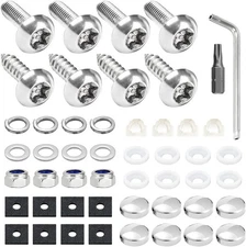 License Plate Screws Kits anti Theft Auto Screw Frames Cover Stainless Steel Cap