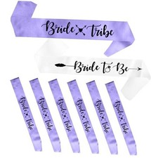Bride Tribe Bridesmaids Sashes 8 Pack Satin Bachelorette Sashes for Lavender