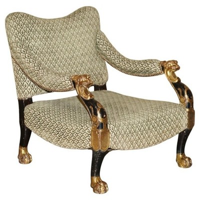 REGENCY BRONZED PARCEL-GILT LIBRARY ARMCHAIR AFTER A DESIGN BY GEORGE SMITH 1815