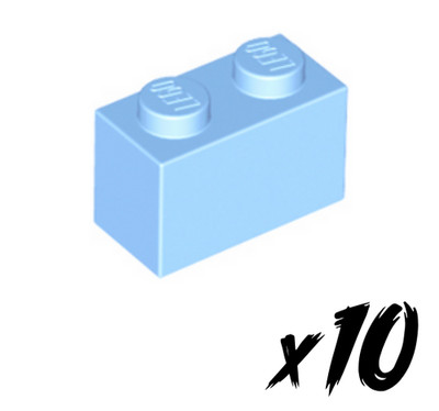 10x LEGO 3004   1x2 Stein   Brick   hellblau   bright light blue