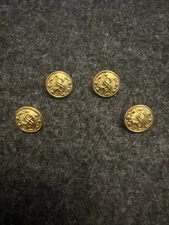 Sheriff Department Uniform Buttons  - 4 Waterbury USA - Small 5/8” Gold S - NOS