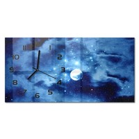 Stilvolle Glas-Wanduhr Wanduhr Aus Glas Vollmond Schwarze Zeiger 60X30 Cm