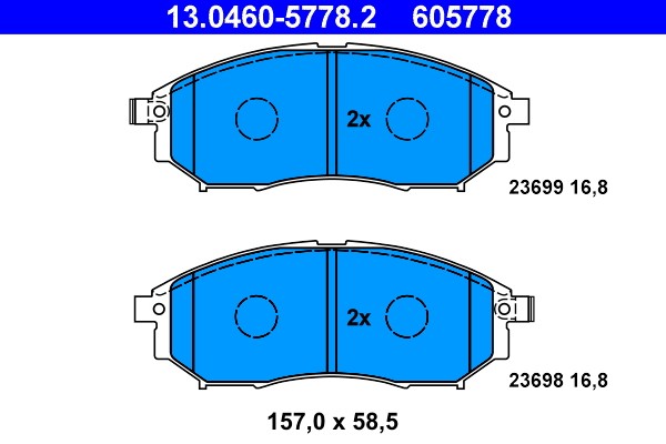 Vorderachse ATE 13.0460-5778.2 Bremsbelagsatz, Scheibenbremse FüR Infiniti,Nissa-image