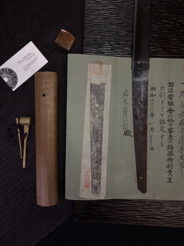Wazamono smith long Katana, old NBTHK Tokubetsu Kicho paper, over 75cm 29 in - Picture 23 of 24