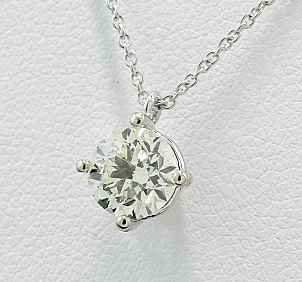 Colgante Brillante 1,00 CT M / Vs GIA Certificado 750 Wg Valioso Natural - Imagen 4 de 4