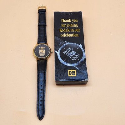 ヴィンテージ　時計　アメリカ Vintage Kodak Olympics Watch 1996 Gold Tone Genuine Leather Strap