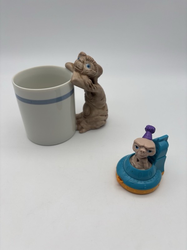 Vintage 1980s Universal City Studios E.T. Coffee Mug & McDonald Toy