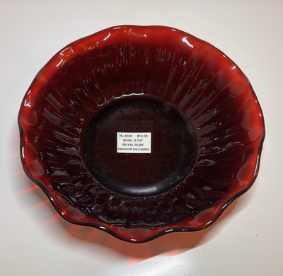 Anchor Hocking Royal Ruby Red Pressed Ruby Glass Round Bowl 6 5/8in