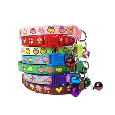 Mushroom Pattern Dog Collar With Bell Adjustable For Small Dogs Fashion Pet Acce