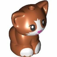Lego Tier- Dunkel Orange KäTzchen Katze Sitzender Friends Minifigur