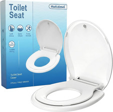 round Toilet Seat with Toddler Seat Built In, 2 in 1 Adult Child, Soft Close Q