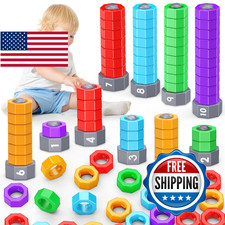 Montessori Counting  Stacking Toy 1-10 Bolt Nut Set Toddlers 1-5 Autism Sensory