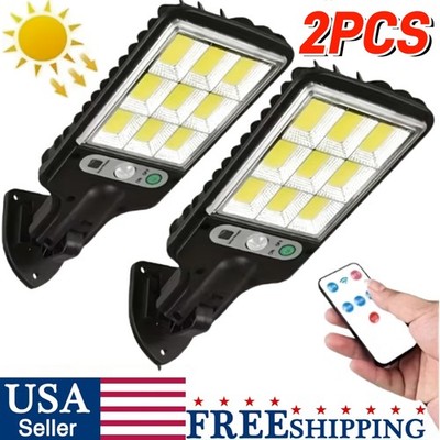 2PCS Outdoor Solar Wall Light LED Motion Sensor Bright Flood Street Lamp 3 Modes