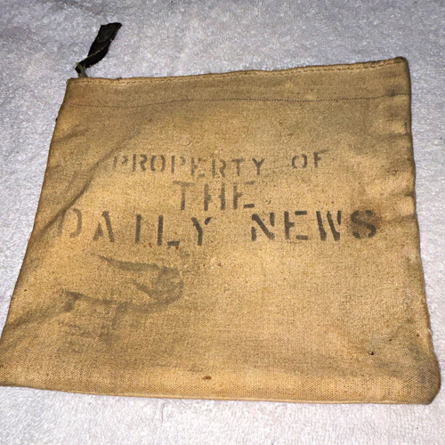 Daily News Vintage Canvas Zipper Deposit Bag Pouch Marked "Property Of" 1940s
