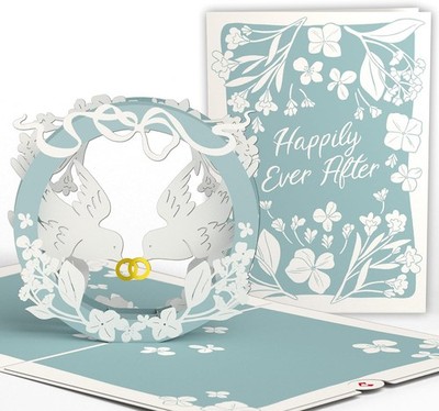 Lovepop  3D Pop-Up Hochzeitskarte Happily Ever After hellblaue Premium Karte